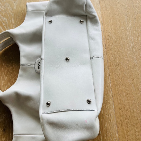 Tods Authentic White Smooth Leather Shopping Tote Satchel Handbag - Picture 6 of 16